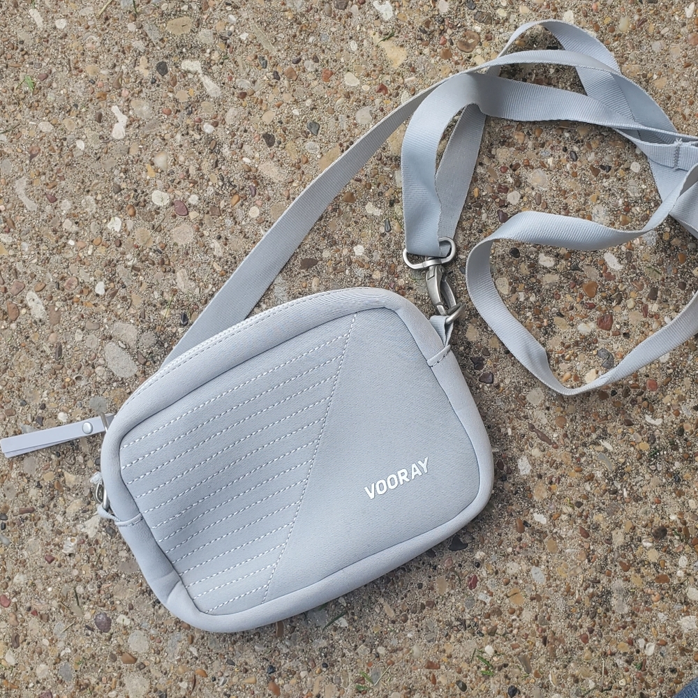 Vooray Grey Moto Sidekick Belt Fanny Crossbody Bag Vacation Travel